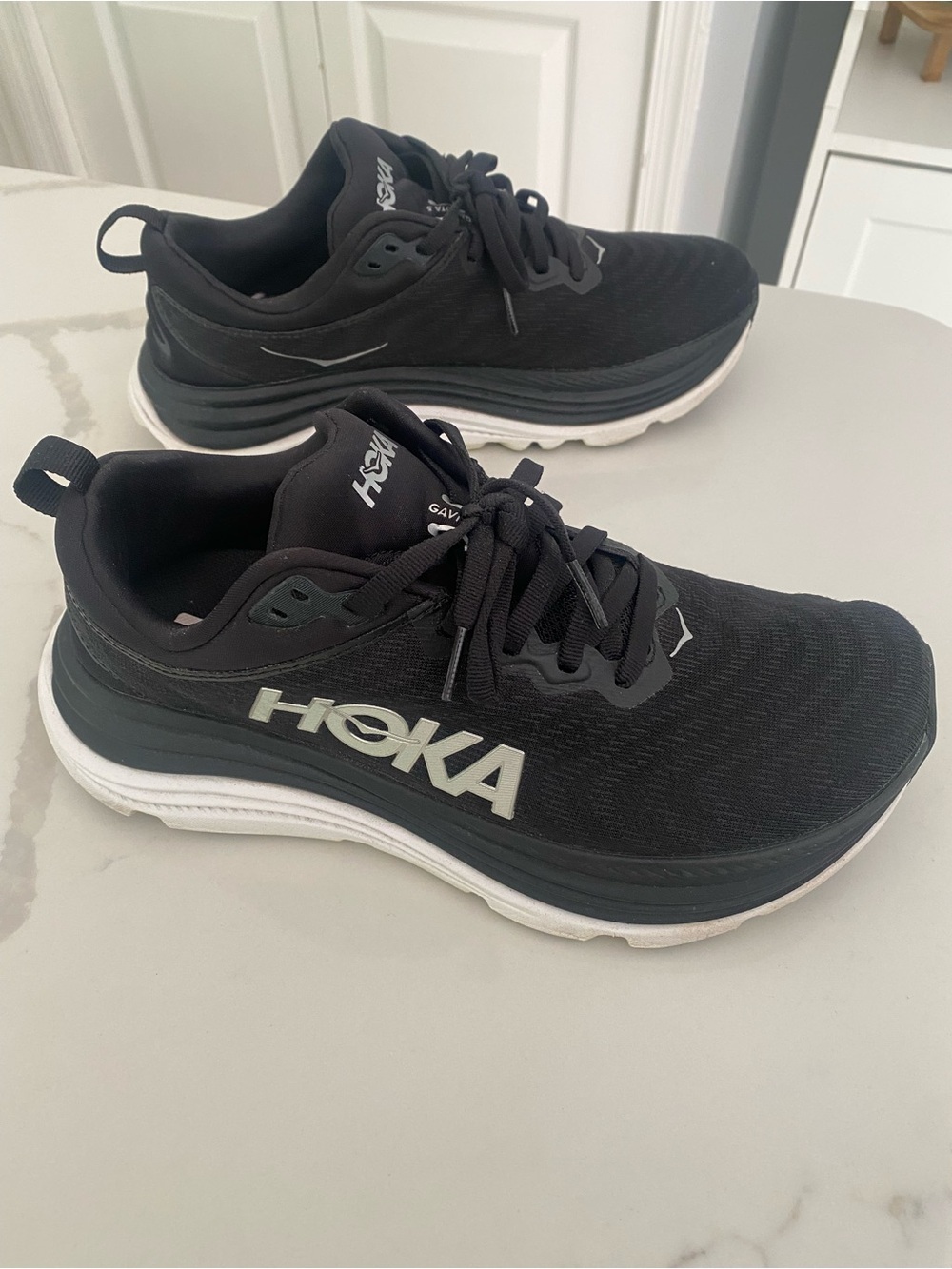 Hoka Black and White Cushion Running Shoes. Size 7.5 Woman